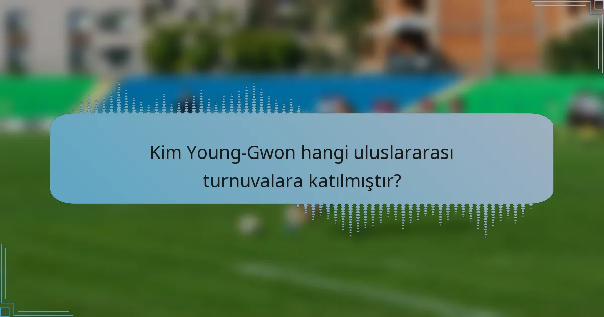 Kim Young-Gwon hangi uluslararası turnuvalara katılmıştır?