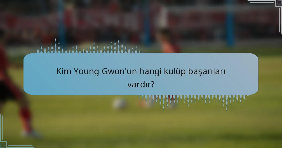 Kim Young-Gwon'un hangi kulüp başarıları vardır?