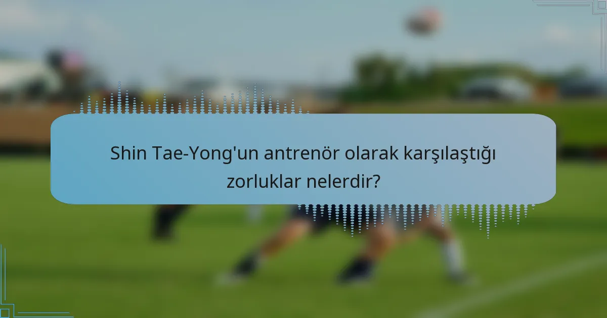 Shin Tae-Yong'un antrenör olarak karşılaştığı zorluklar nelerdir?