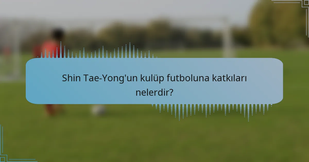Shin Tae-Yong'un kulüp futboluna katkıları nelerdir?
